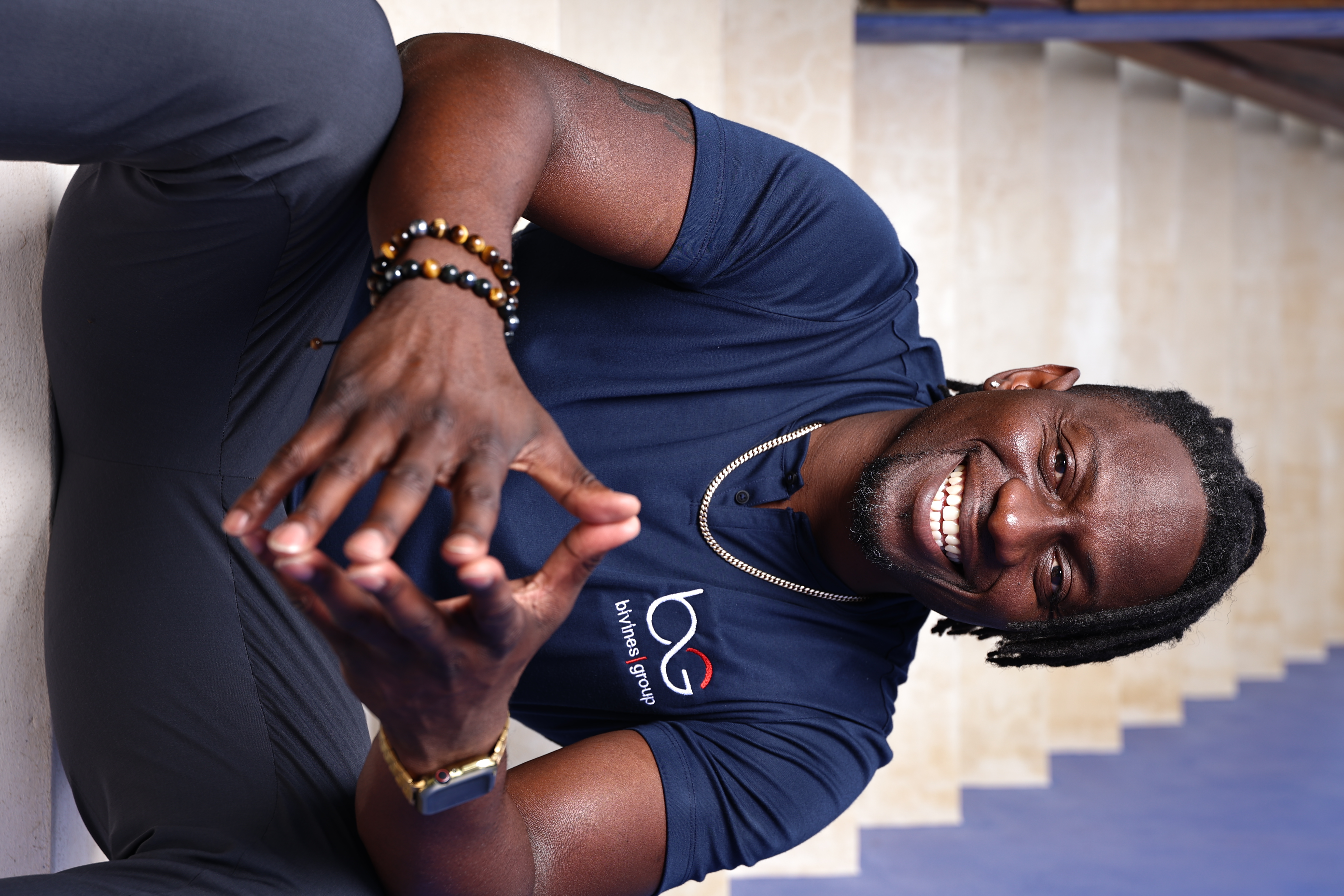 Marcus Bivines on the Belize steps